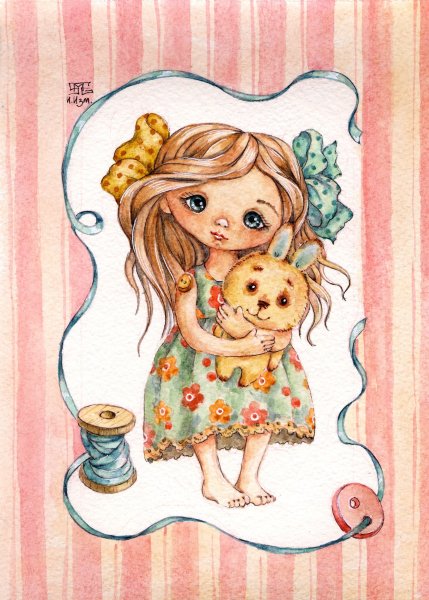 Кукла акварель