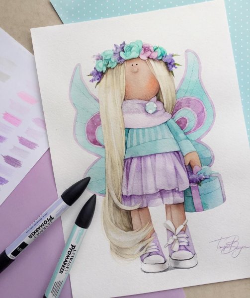 Кукла акварель