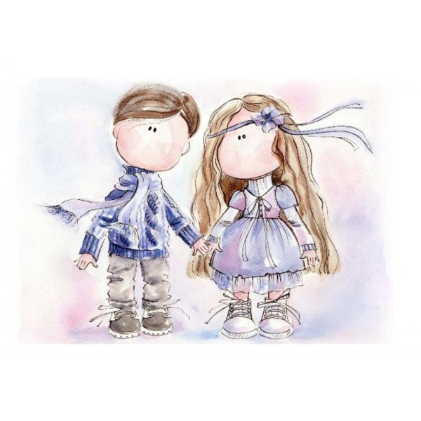 Кукла рисунок акварель