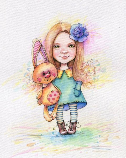 Девочка акварель