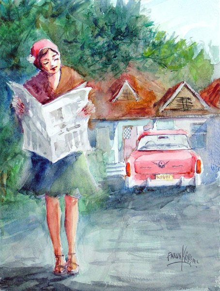 Печатная машинка акварель