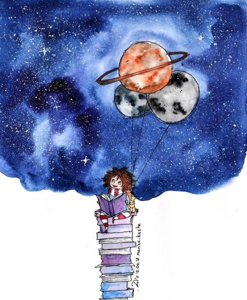 Космос акварелью для детей