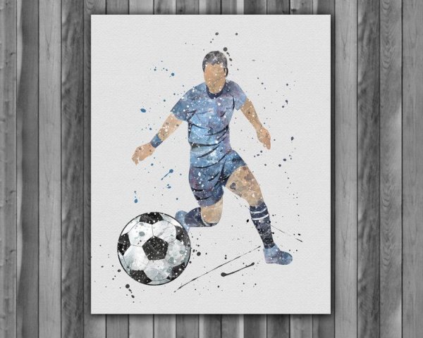 Футбол рисунок акварель