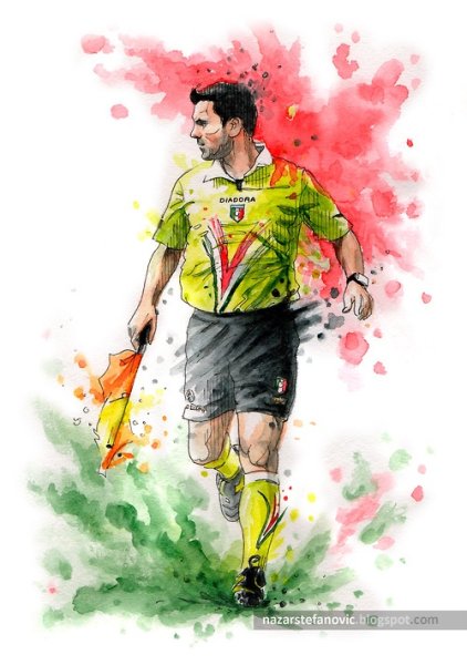 Футболист акварель