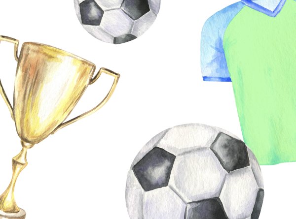 Рисунок акварелью на тему футбол