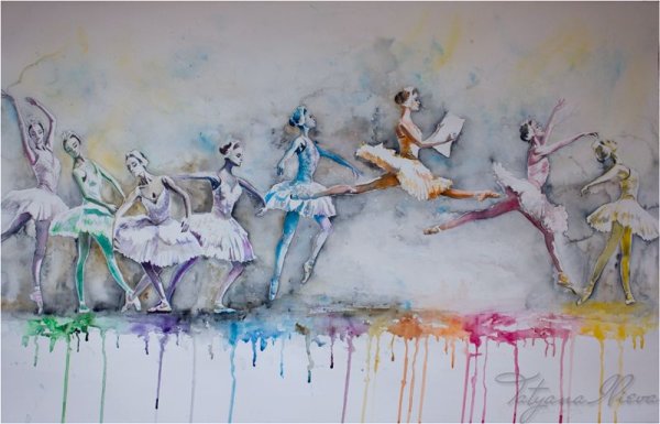 Балерина акварель