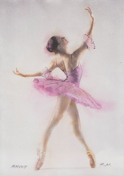 Балерина акварель