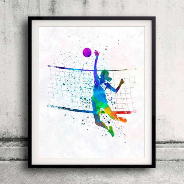 Цветной силуэт волейболиста