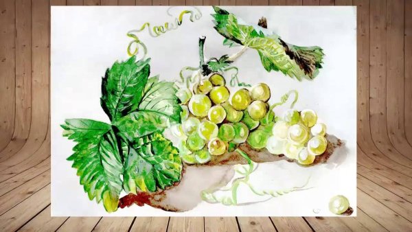Виноградный лист акварель