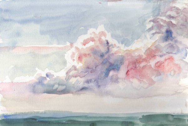 Небо облака акварель