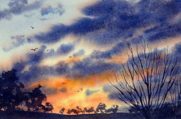 Облака акварелью