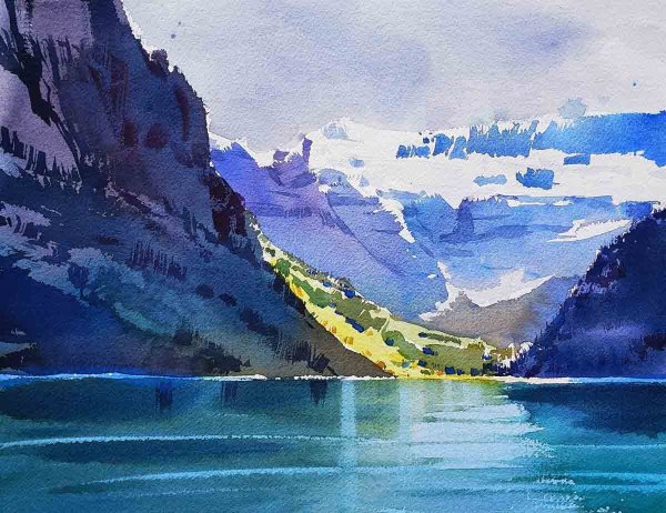Горный пейзаж акварелью