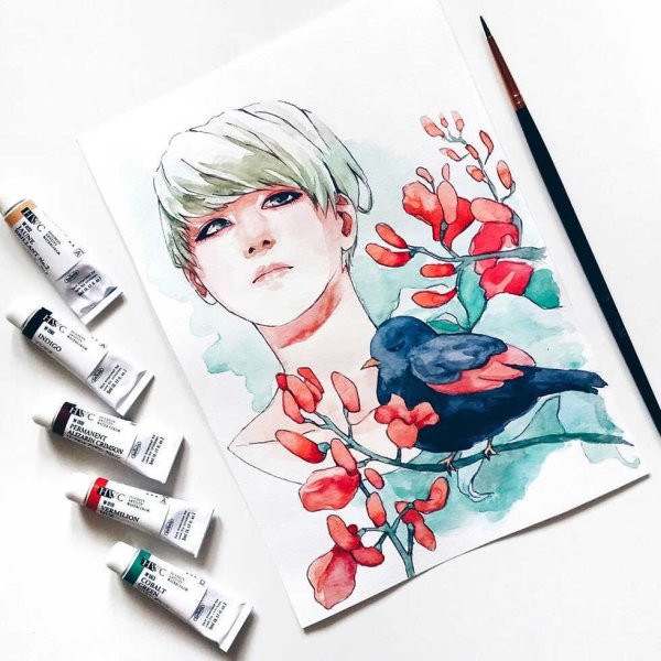 Портреты маркерами БТС