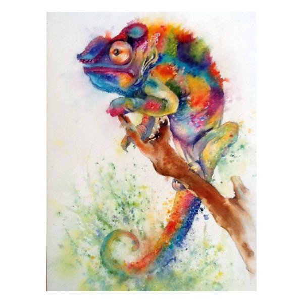 Хамелеон акварель