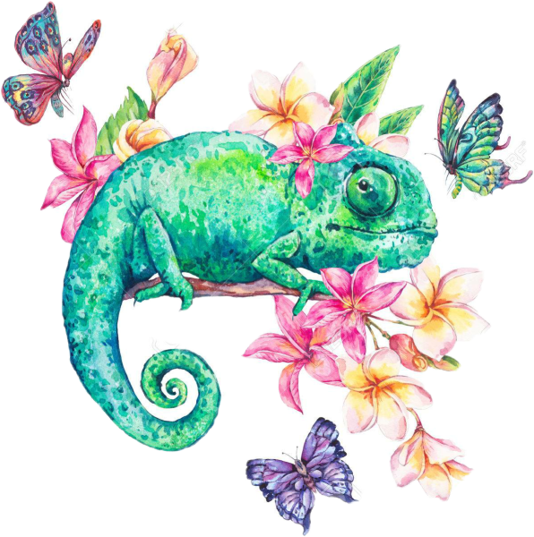 Ящерица акварель