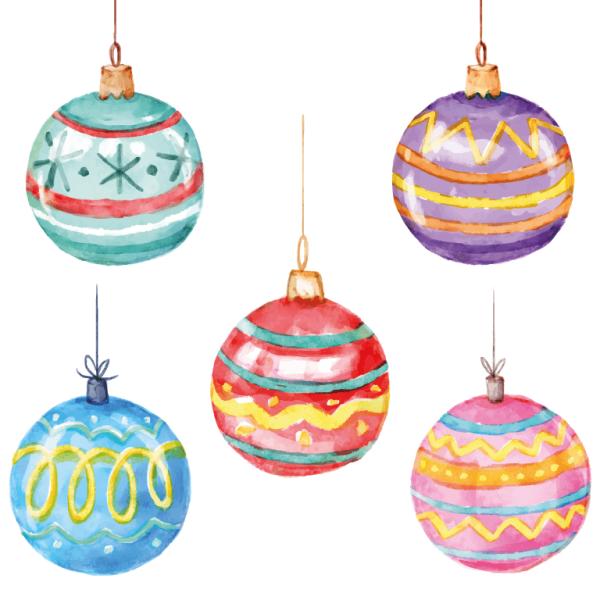 Акварельные новогодние шары