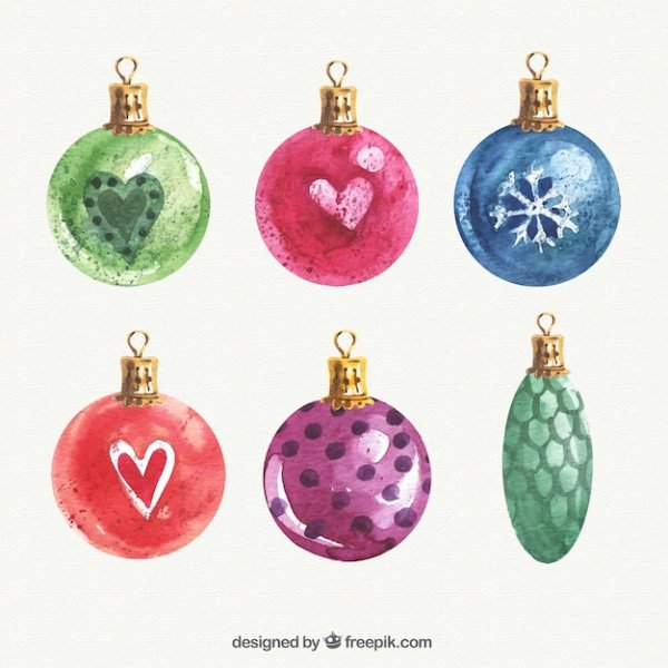 Акварельные елочные игрушки