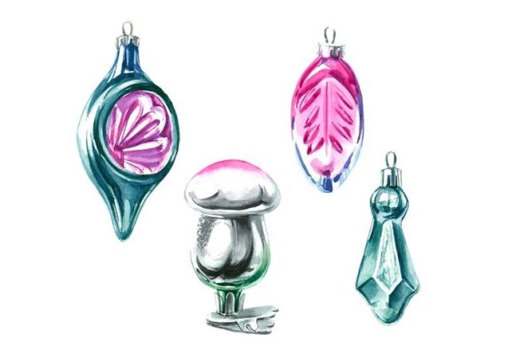 Акварельные елочные игрушки