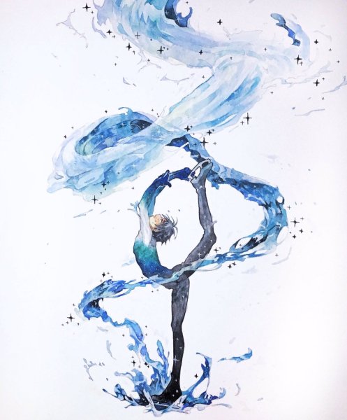 Фигуристка акварель