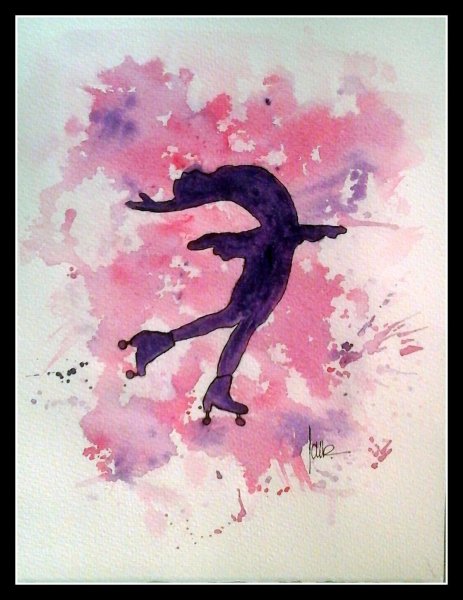 Фигуристы рисунок акварель