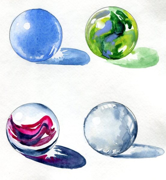 Стеклянный шарик акварелью