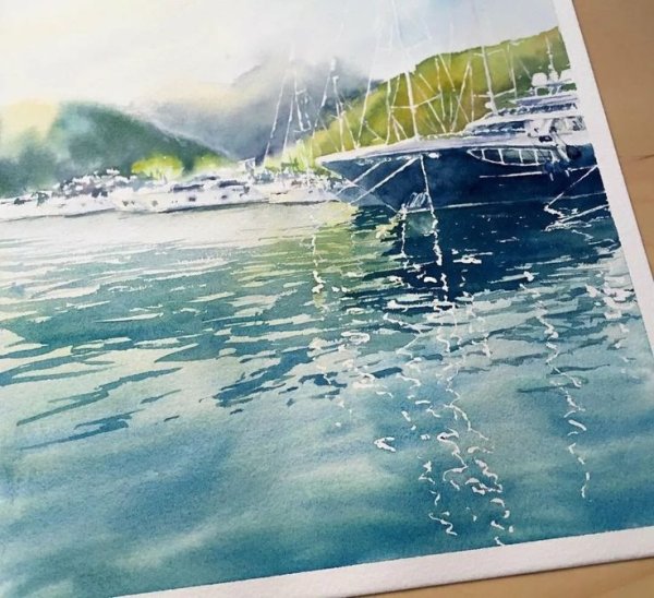 Рисование воды акварелью