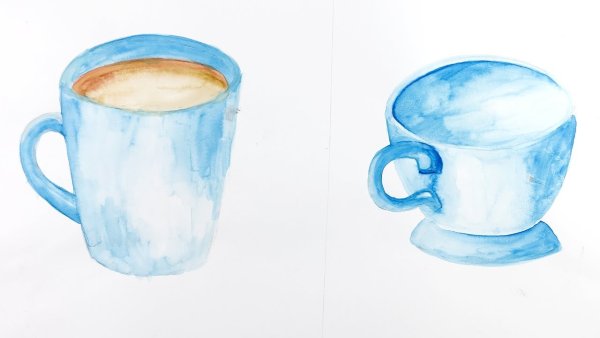 Белая Кружка акварелью