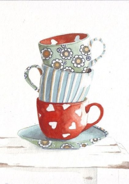 Чашка акварелью