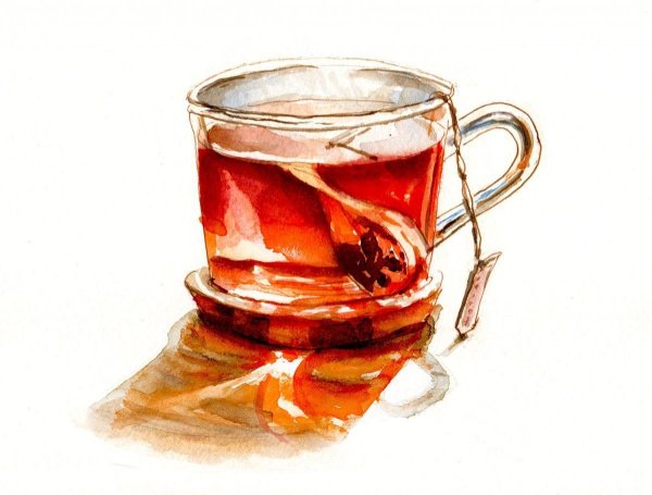 Чай акварель