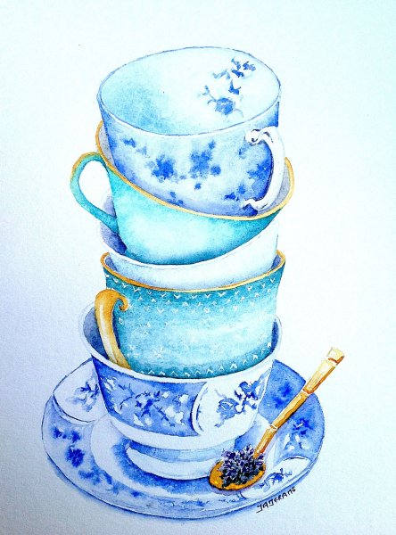 Чашка акварелью