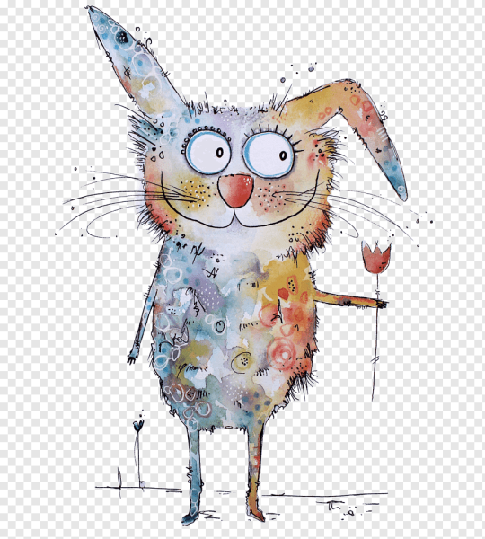 Забавные животные акварелью