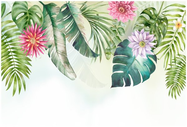 Тропические листья акварелью