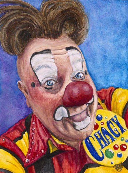 Девушка клоун акварель