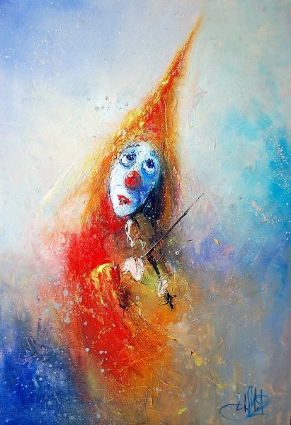 Клоун акварель