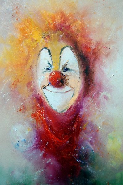 Клоун акварель