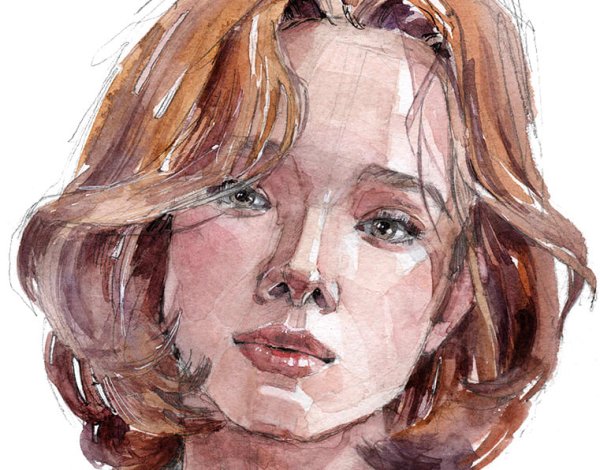 Портрет человека акварелью