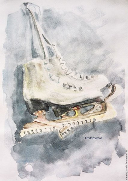 Фигурные коньки акварель