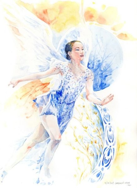 Фигуристы акварель