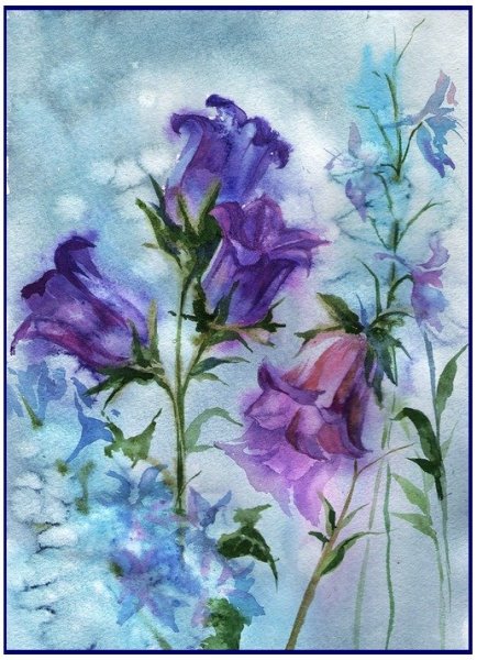 Колокольчики цветы акварелью