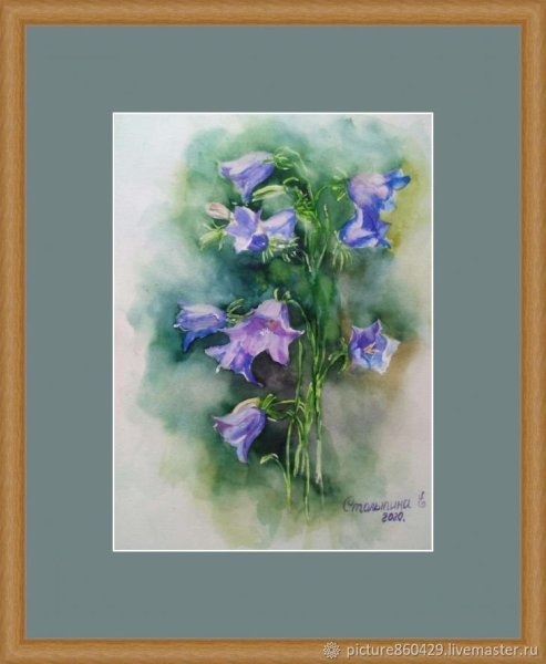 Колокольчики цветы акварелью