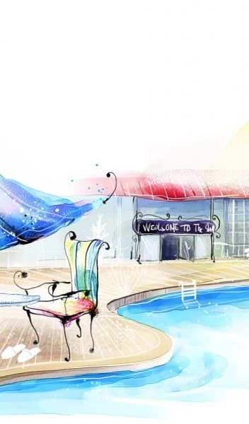 Иллюстрации с бассейном