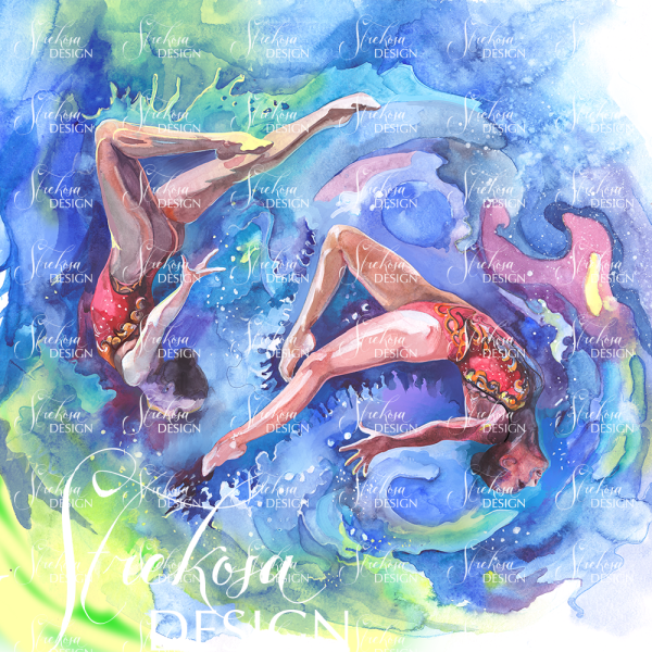 Синхронное плавание иллюстрация