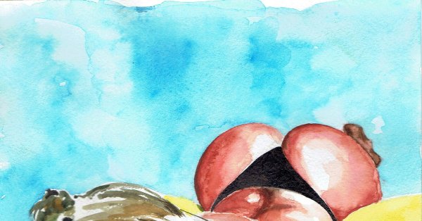 Бассейн рисунок акварелью