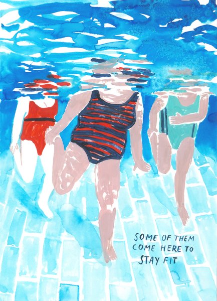 Бассейн рисунокаварель