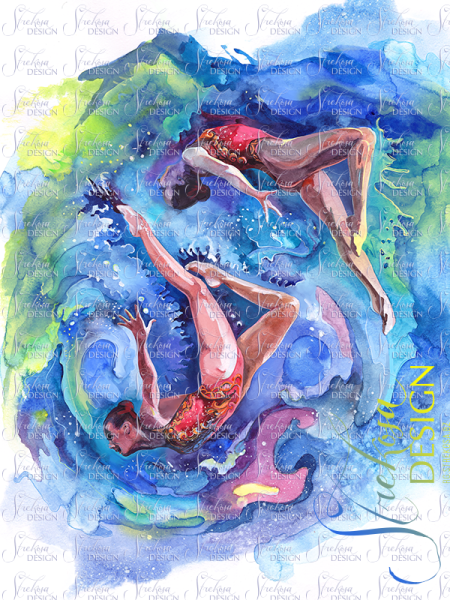 Синхронное плавание иллюстрация