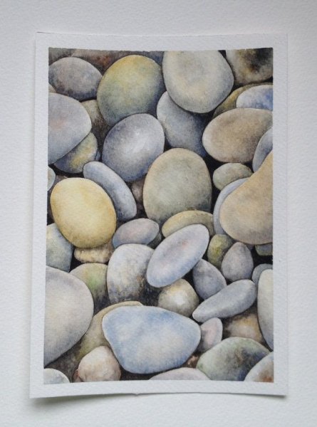 Морская галька акварелью