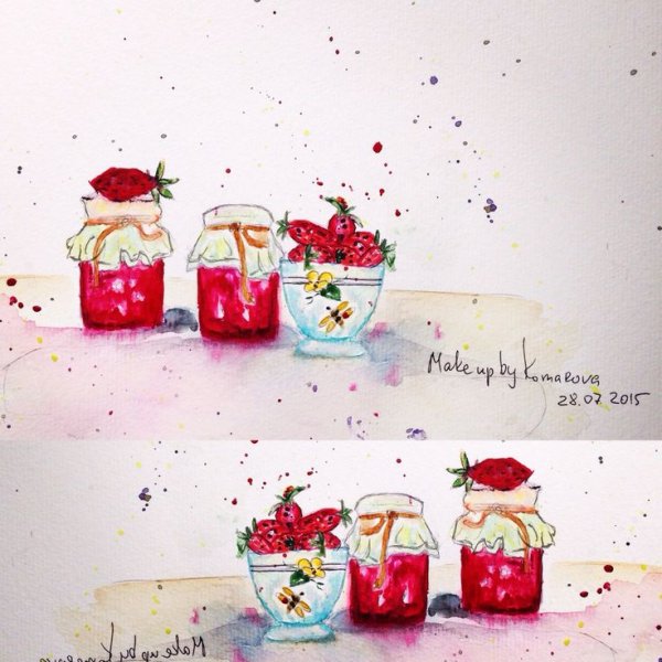 Банки варенья акварель