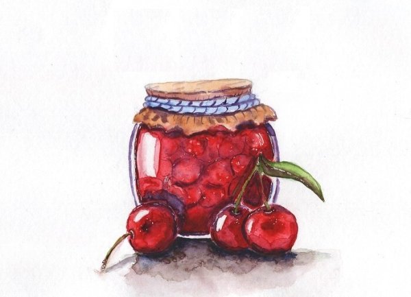 Банка варенья акварель
