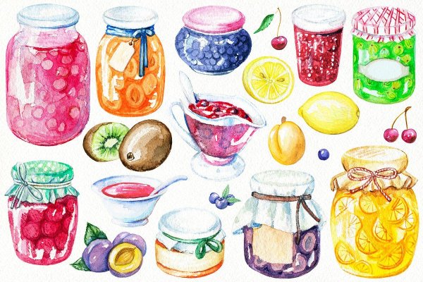 Черника акварель