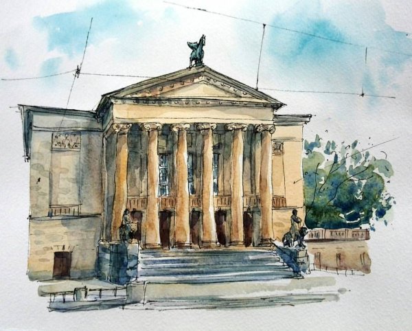 Колонна акварель